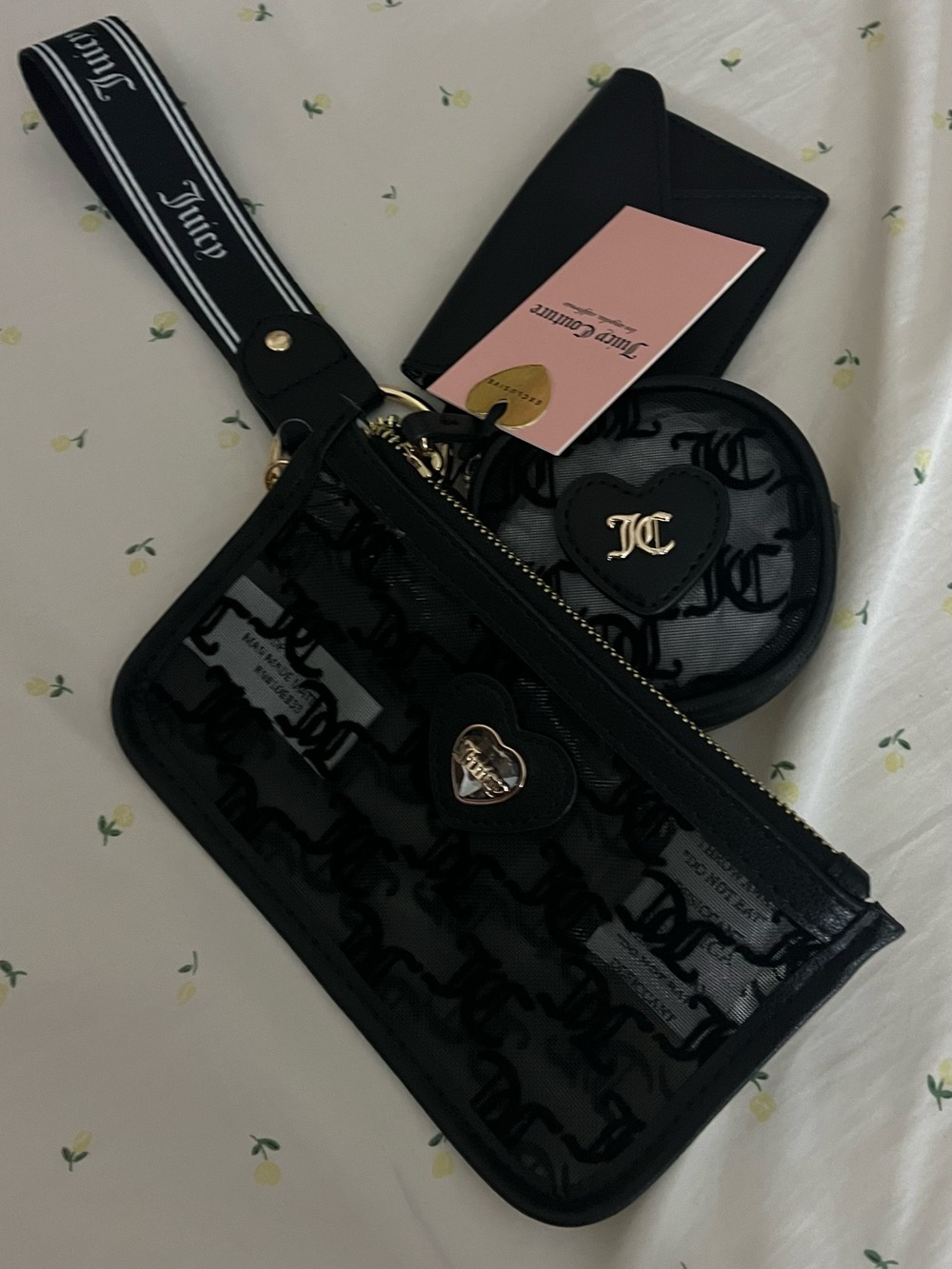 JC Black Logo Wristlet Set with Branded Strap